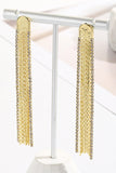 RHINESTONE DECOR METAL TASSEL DROP EARRINGS