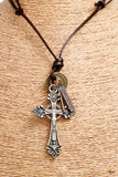 RETRO PU ADJUSTABLE CROSS PENDANT