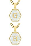 DOUBLE CHAIN HEXAGON ALPHABET INITIALS NECKLACE