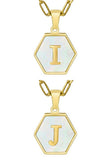 DOUBLE CHAIN HEXAGON ALPHABET INITIALS NECKLACE