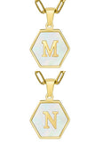 DOUBLE CHAIN HEXAGON ALPHABET INITIALS NECKLACE