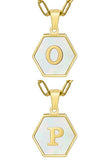 DOUBLE CHAIN HEXAGON ALPHABET INITIALS NECKLACE