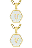 DOUBLE CHAIN HEXAGON ALPHABET INITIALS NECKLACE
