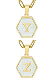 DOUBLE CHAIN HEXAGON ALPHABET INITIALS NECKLACE
