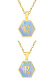 SHELL HEXAGON INITIALS PENDANT NECKLACE