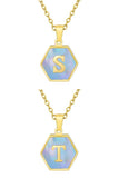 SHELL HEXAGON INITIALS PENDANT NECKLACE
