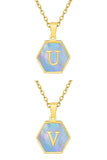 SHELL HEXAGON INITIALS PENDANT NECKLACE