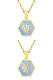 SHELL HEXAGON INITIALS PENDANT NECKLACE