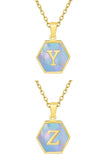 SHELL HEXAGON INITIALS PENDANT NECKLACE