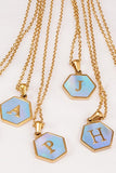 SHELL HEXAGON INITIALS PENDANT NECKLACE