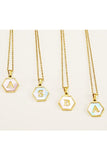 SHELL HEXAGON INITIALS PENDANT NECKLACE