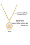 SHELL HEXAGON INITIALS PENDANT NECKLACE