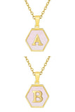SHELL HEXAGON INITIALS PENDANT NECKLACE