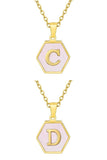 SHELL HEXAGON INITIALS PENDANT NECKLACE