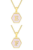 SHELL HEXAGON INITIALS PENDANT NECKLACE