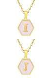 SHELL HEXAGON INITIALS PENDANT NECKLACE
