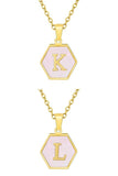 SHELL HEXAGON INITIALS PENDANT NECKLACE