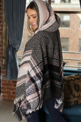 PLAID PATTERN FASHION HOODED CAPE