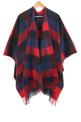 PLAID PATTERN STYLISH DANDY SHAWL WRAP, (L)51.2″ (W)59.1″