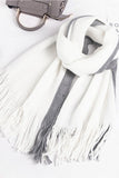 COLOR BLOCK TASSEL DETAILED WARM SCARF