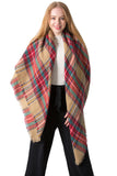 SOFT CHUNKY CHECKED GIANT SCARVES SHAWL CAPE