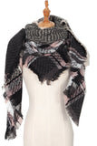PLAID PATTERN RAW TRIM TRIANGULAR SCARF