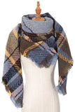 PLAID PATTERN RAW TRIM TRIANGULAR SCARF
