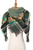 PLAID PATTERN RAW TRIM TRIANGULAR SCARF