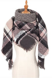 PLAID PATTERN RAW TRIM TRIANGULAR SCARF