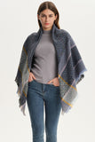 PLAID PATTERN RAW TRIM TRIANGULAR SCARF