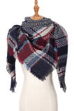 PLAID PATTERN RAW TRIM TRIANGULAR SCARF