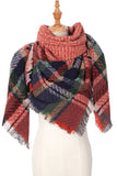 PLAID PATTERN RAW TRIM TRIANGULAR SCARF