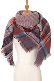 PLAID PATTERN RAW TRIM TRIANGULAR SCARF
