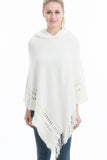 WOMEN SOFT PULLOVER PONCHO SWEATER CAPE WITH HOOD