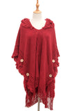 WOMEN PONCHO SWEATER COZY KNIT LIGHTWEIGHT CAPE WITH HOOD