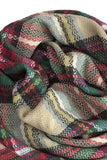 PLAID PATTERN RAW TRIM SHAWL SCARF