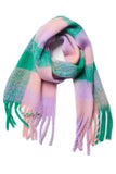 PLAID PATTERN FRINGE TRIM WINTER SCARF