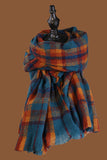 WOMEN PLAID PATTERN FRINGE HEM SCARF