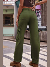 ADJUSTABLE WAIST LONG CARGO PANTS - Doublju
