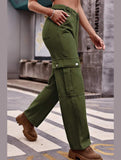 ADJUSTABLE WAIST LONG CARGO PANTS - Doublju
