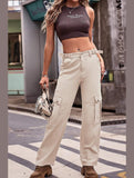 ADJUSTABLE WAIST LONG CARGO PANTS - Doublju