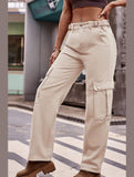 ADJUSTABLE WAIST LONG CARGO PANTS - Doublju