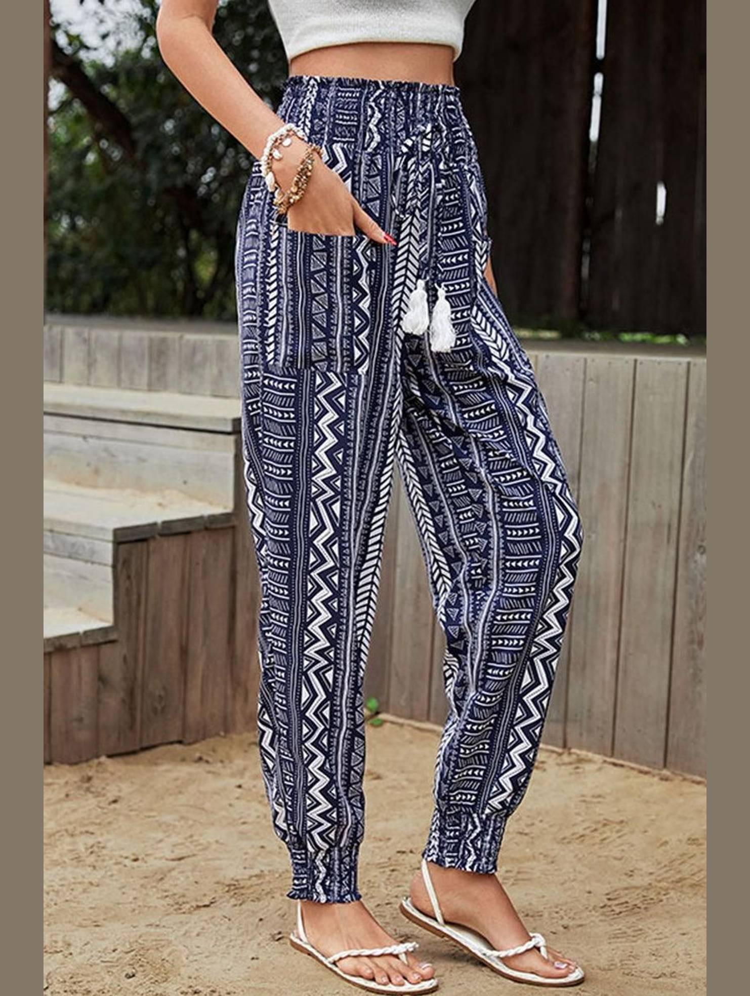 BOHEMIAN TASSEL JOGGER PANTS - Doublju
