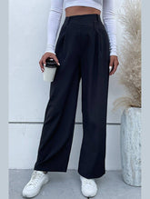 WOMEN STRAIGHT LEG LONG PANTS WITH POCKETS