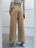 WOMEN STRAIGHT LEG FRONT TIED LONG CASUAL PANTS