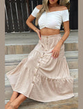 BUTTON DETAILED FLARE SKIRT - Doublju
