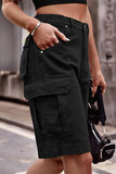SIMPLE BIG POCKET MIDI CARGO PANTS - Doublju
