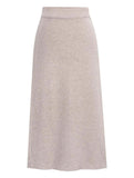 SLIT BACK HIGH WAIST BAND WARM LONG SKIRT - Doublju