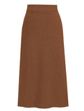 SLIT BACK HIGH WAIST BAND WARM LONG SKIRT - Doublju