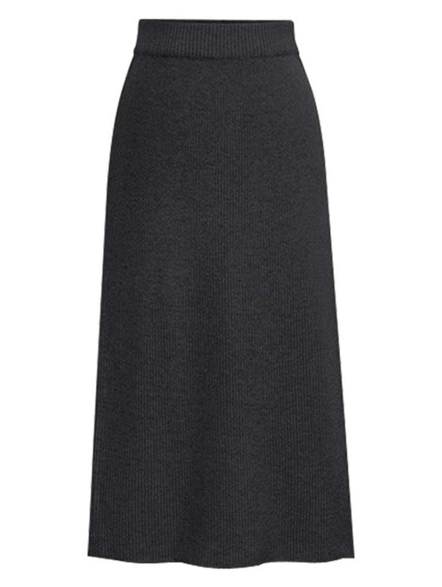 SLIT BACK HIGH WAIST BAND WARM LONG SKIRT - Doublju